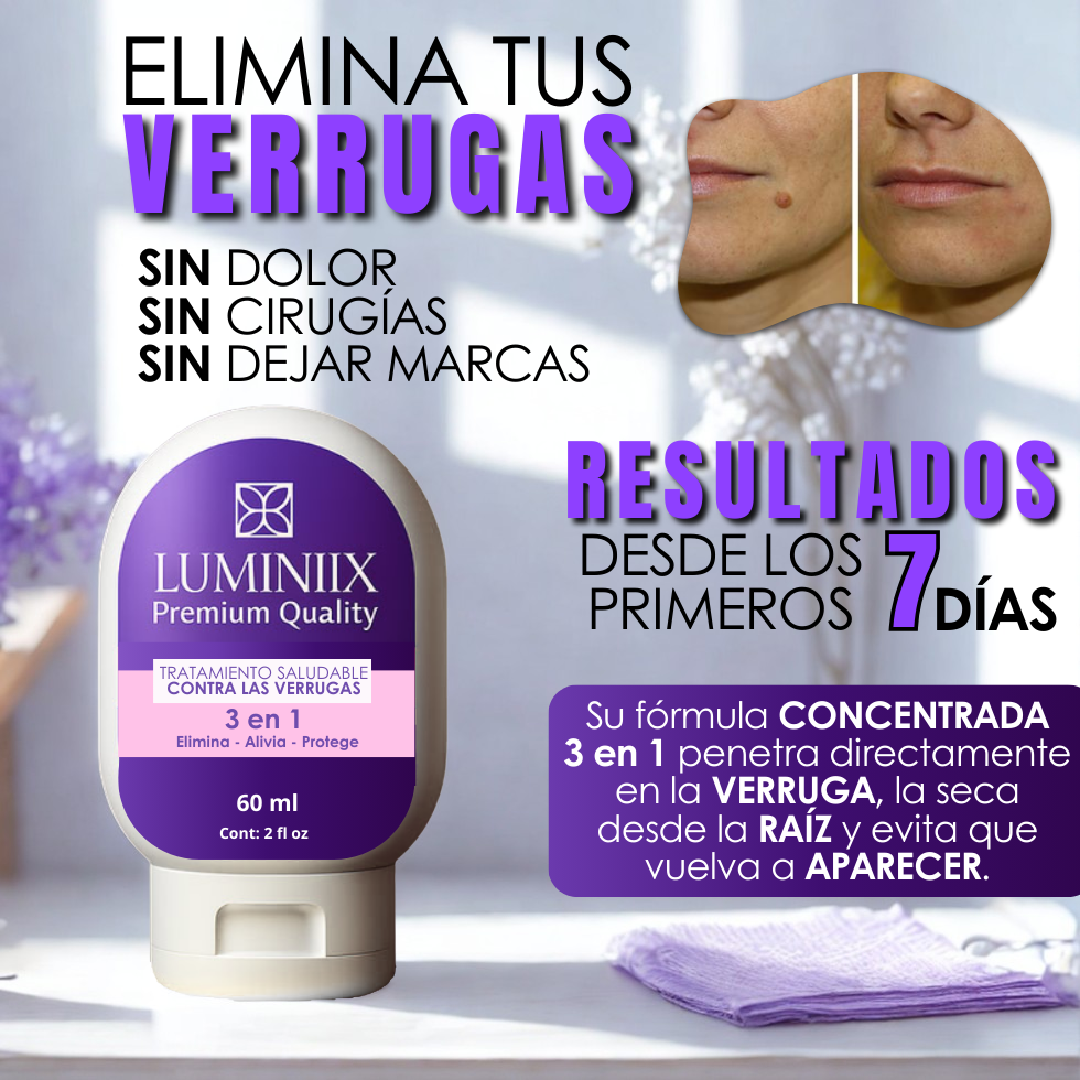 ✨ Luminiix: ¡Aprovecha hasta 50% de descuento y elimina tus verrugas hoy! 🛒  OFERTA EXCLUSIVA POR TIEMPO LIMITADO 🔥
